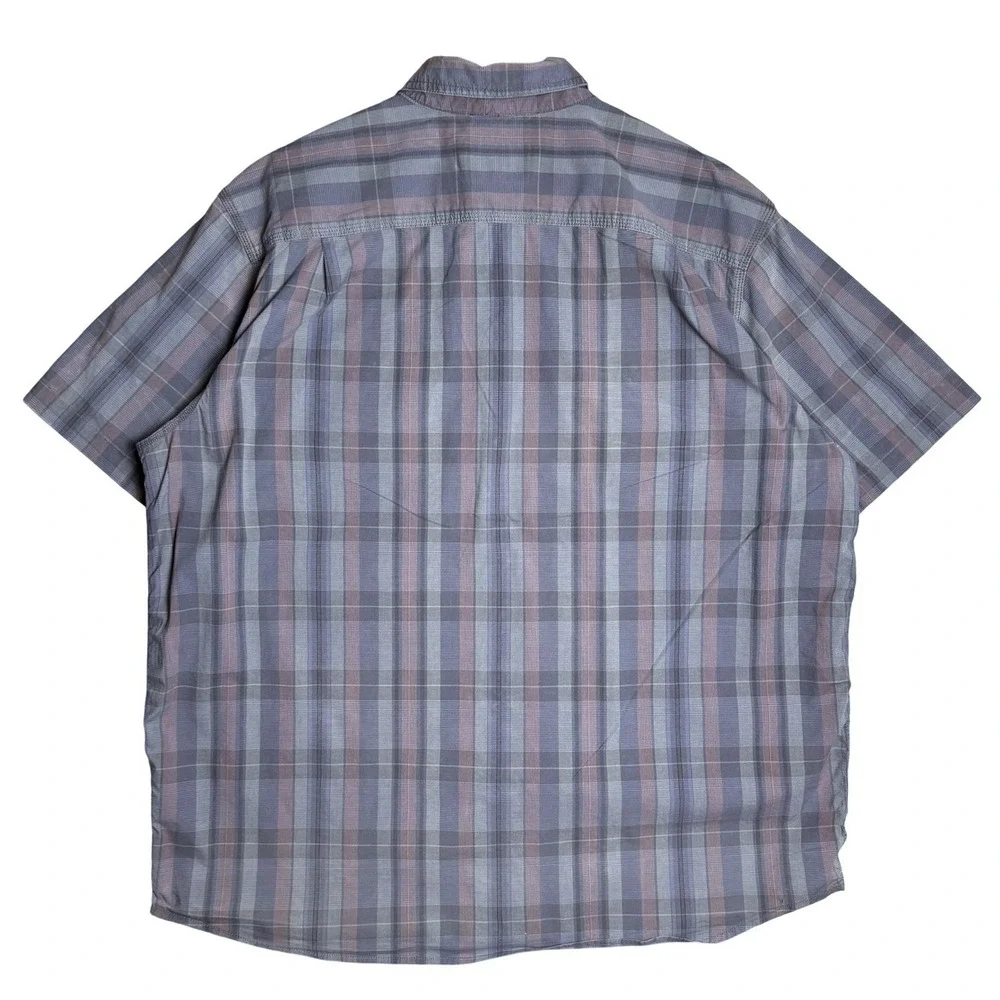 Carhartt Rugged Flex Mens 2XL Tall Relaxed Fit Plaid‎ Short Sleeve Button Shirt